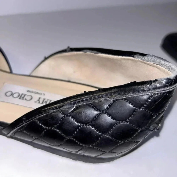 Jimmy Choo Black Leather Flats Size 40 - Picture 14 of 16
